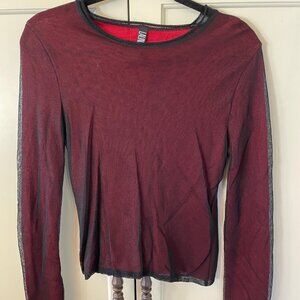 Laundry by Shelli Segal Red and Black Sheer Top, Size M